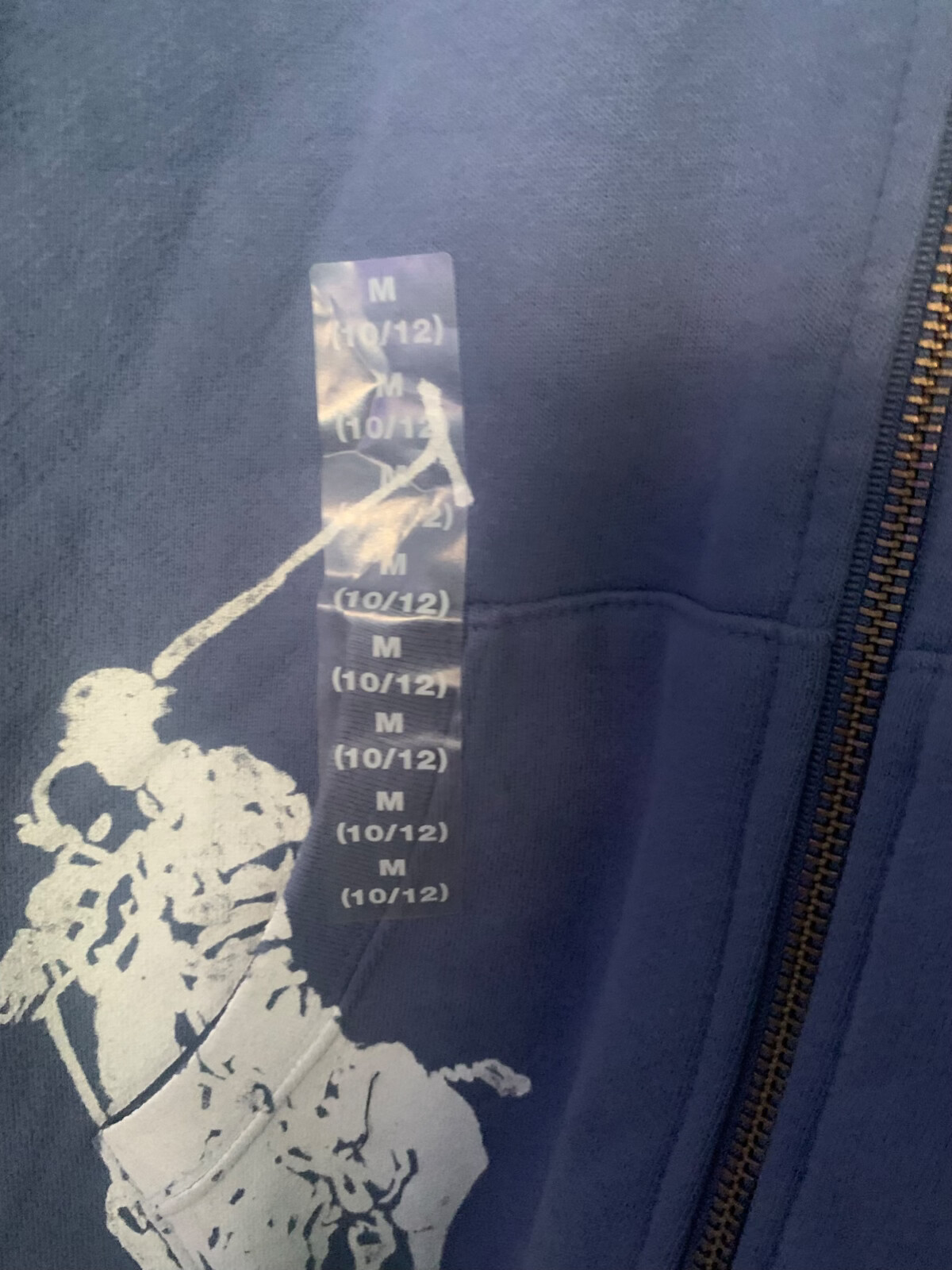 RALPH LAUREN Raro! Felpa con cappuccio blu denim BIG PONY con logo cerniera: TAGLIA M età 10 11 nuova con etichette