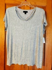 Women's Plus Attention Gray Criss Cross Top 1X