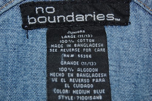 VTG Bib Denim No Boundaries JeansmOveralls Juniors Large 11/13 Cotton - Picture 5 of 12
