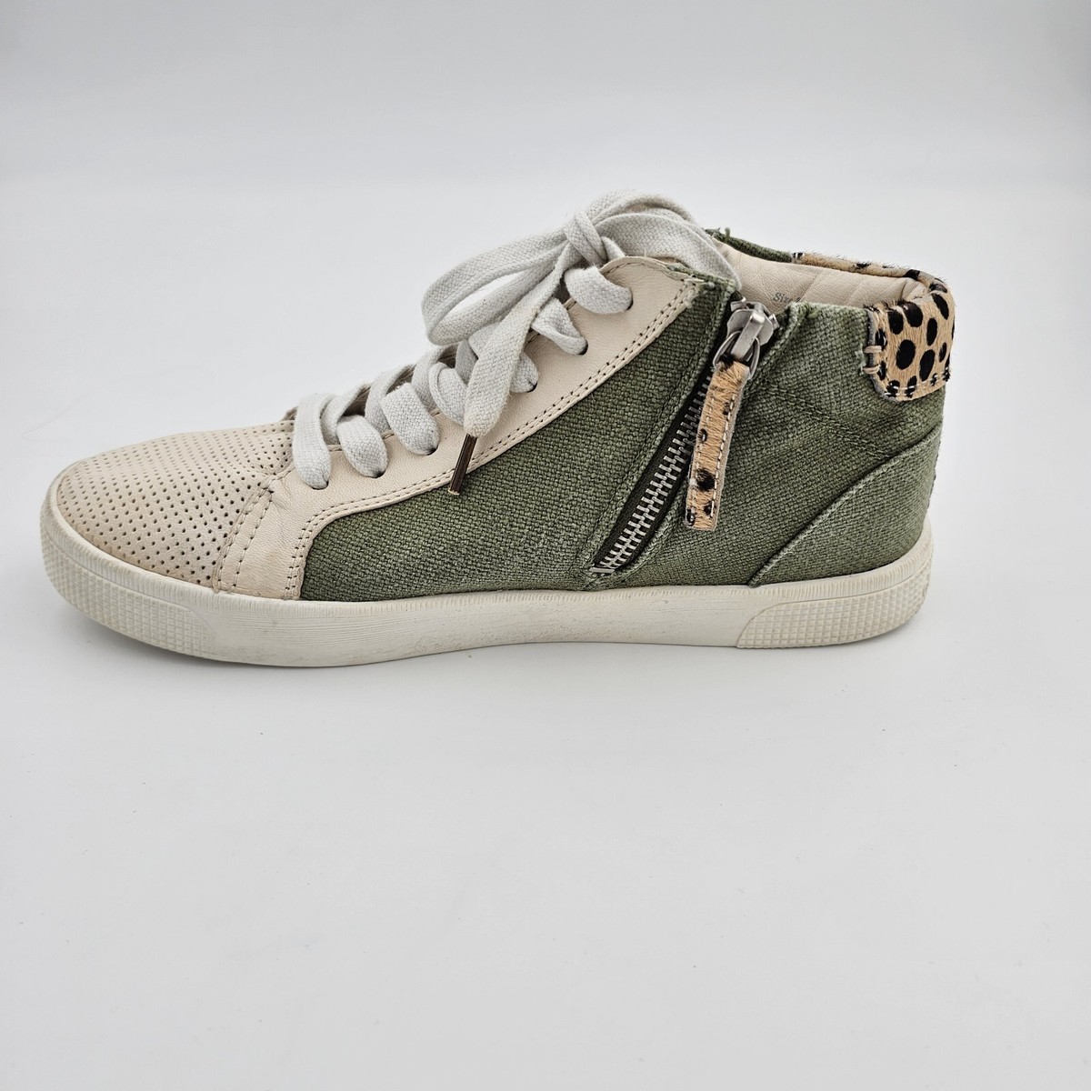DOLCE VITA Zonya Canvas High-Top Green Leopard Print Side Zip
