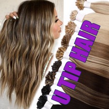 Pre Bonded Nail U Tip Fusion Keratin Real Remy Human Hair Extensions 16-24" 0.5g