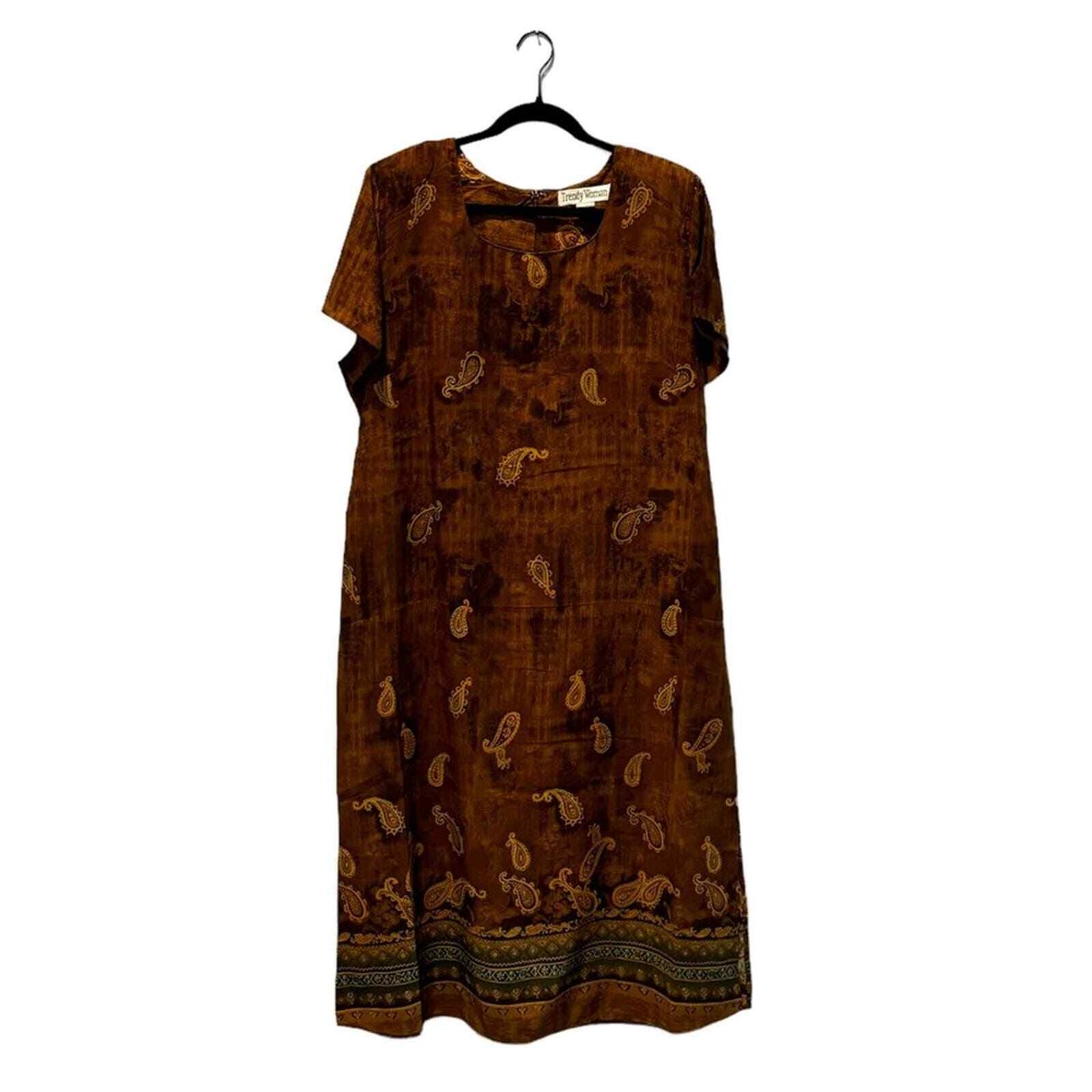Trendy Woman Brown Paisley Maxi Dress | Size 2X
