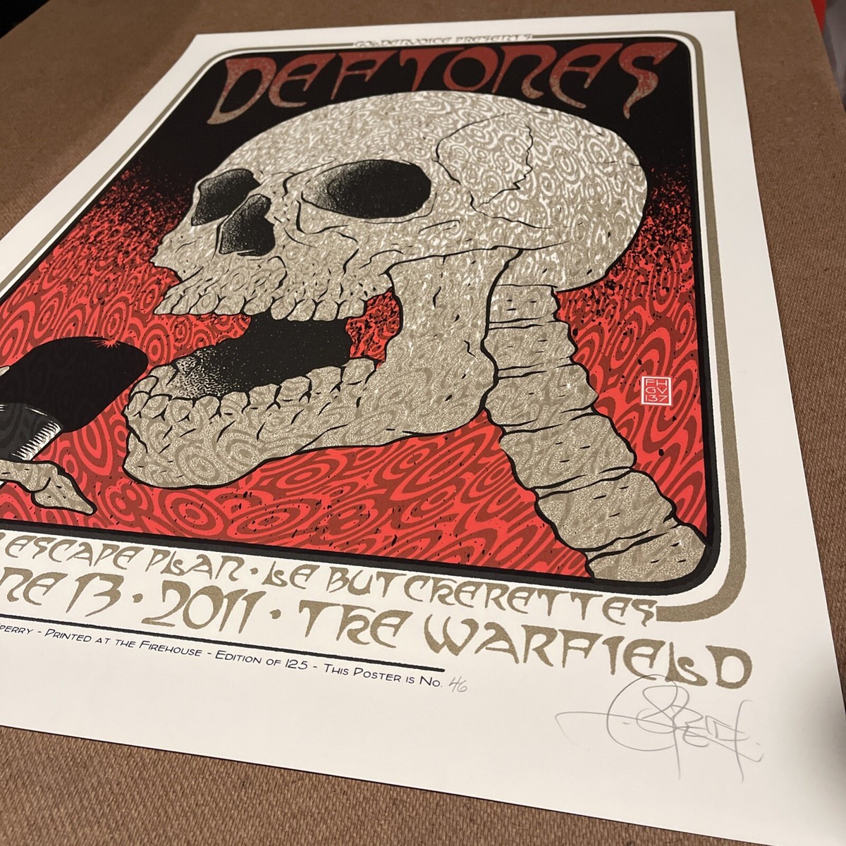Deftones Poster Signed Numbered /125 Chuck Sperry Rare Gig Poster
