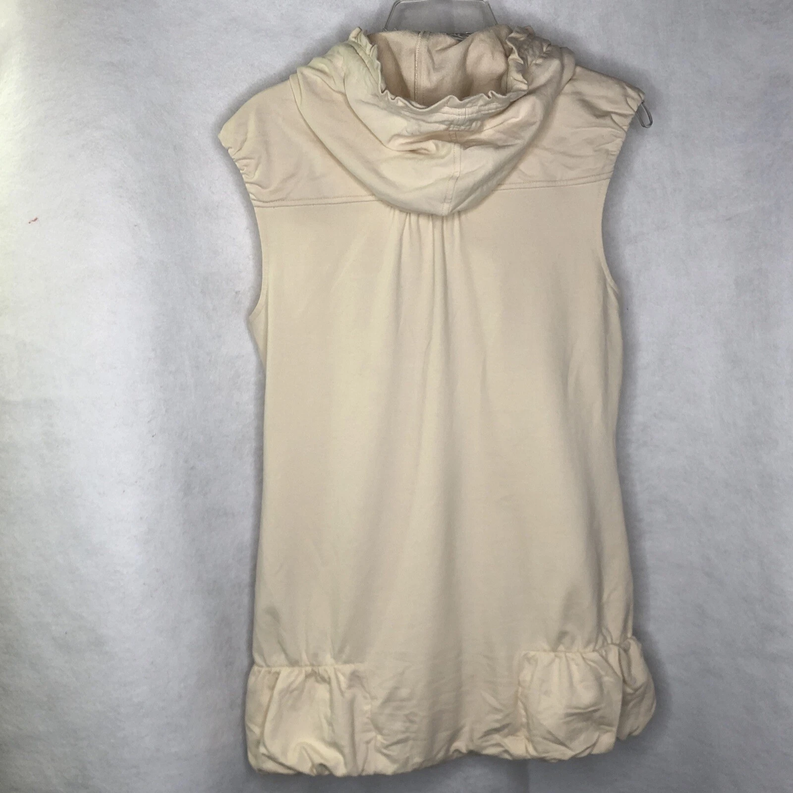 OFF WHITE Felpa con cappuccio Miss Me Collection donna L panna beige tunica senza maniche full zip