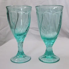 Iced Tea And Water Glass Goblet Noritake Sweet Swirl Aqua 7 3/8" Height