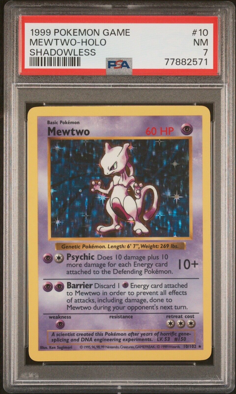 Mewtwo-Holo 1999 Pokemon TCG Base Set Shadowless #10/102 - 1999 - US