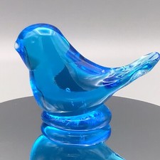 Leo Ward SIGNED 1984 Bluebird of Happiness Art Glass bird Clear Beak VTG studio