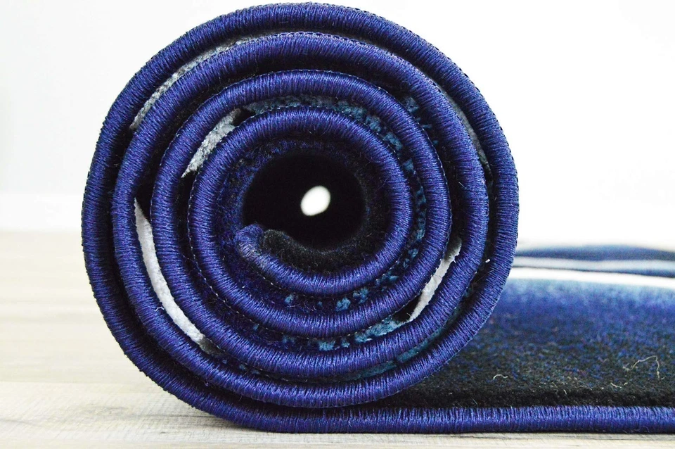 Premium Carved Modern Contemporary Abstract Rug 2305 Navy Blue 2'7''x4' - Image 3 of 4