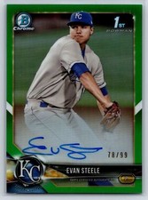 2018 Bowman Chrome Evan Steele 1st Bowman Rookie Auto Green Refractor #/99 RC