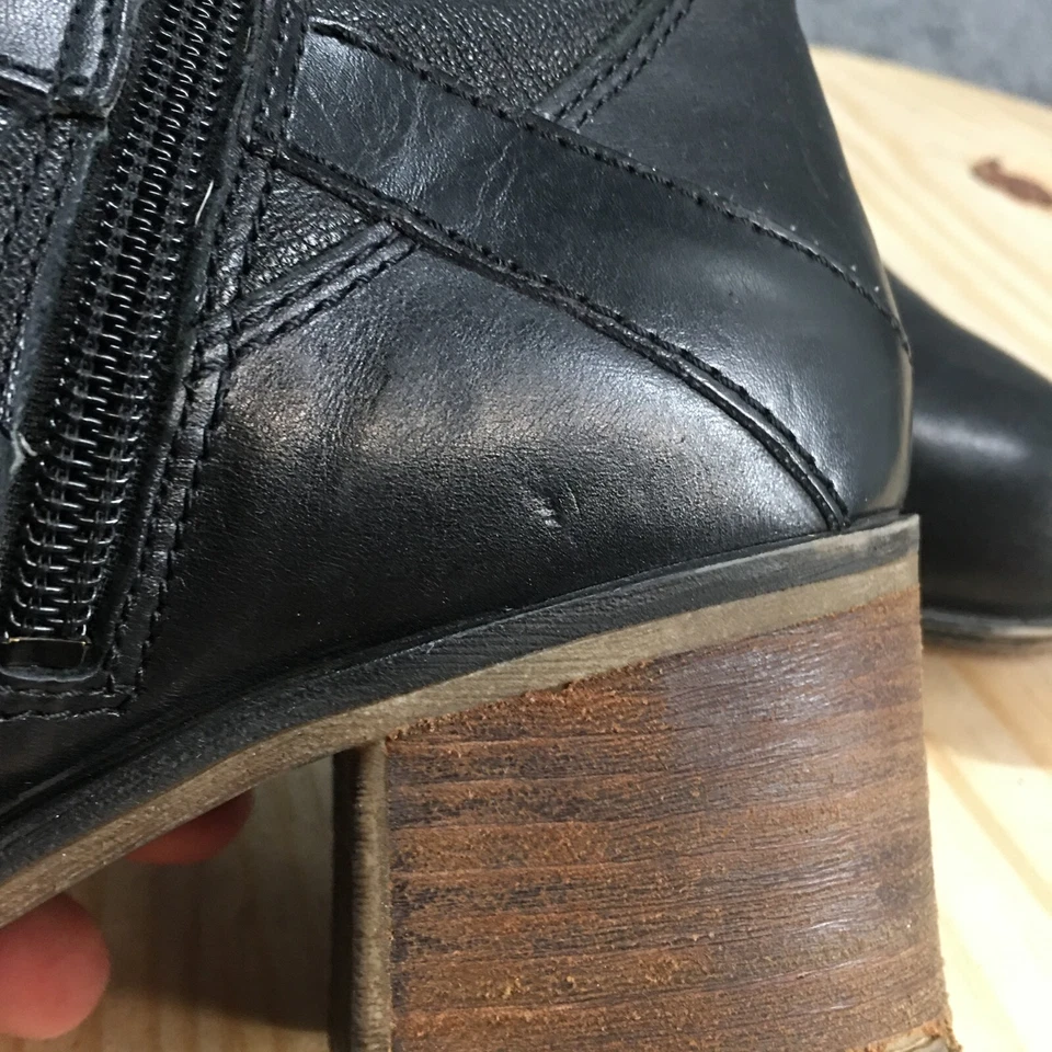 Franco Sarto Botas Mujer 10 M Larisa 2 Motociclista Cuero Negro Informal Tobillo Top Foto 4 de 4