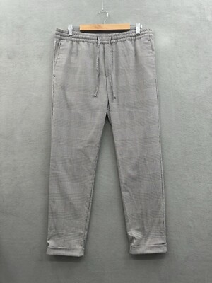 H&M Women s Large Houndstooth Plaid Jogger Beige Cuffed