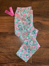 Lilly Pulitzer 12 Luxletic PERFECT POPPY CORSO CROP PANTS Active UPF50 Golf NWT