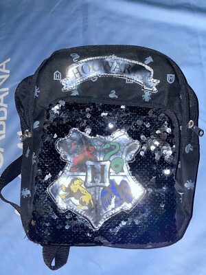 Harry Potter Hogwarts School of Magic Shiny Sequined 10'' Backpack w/ 2 pockets