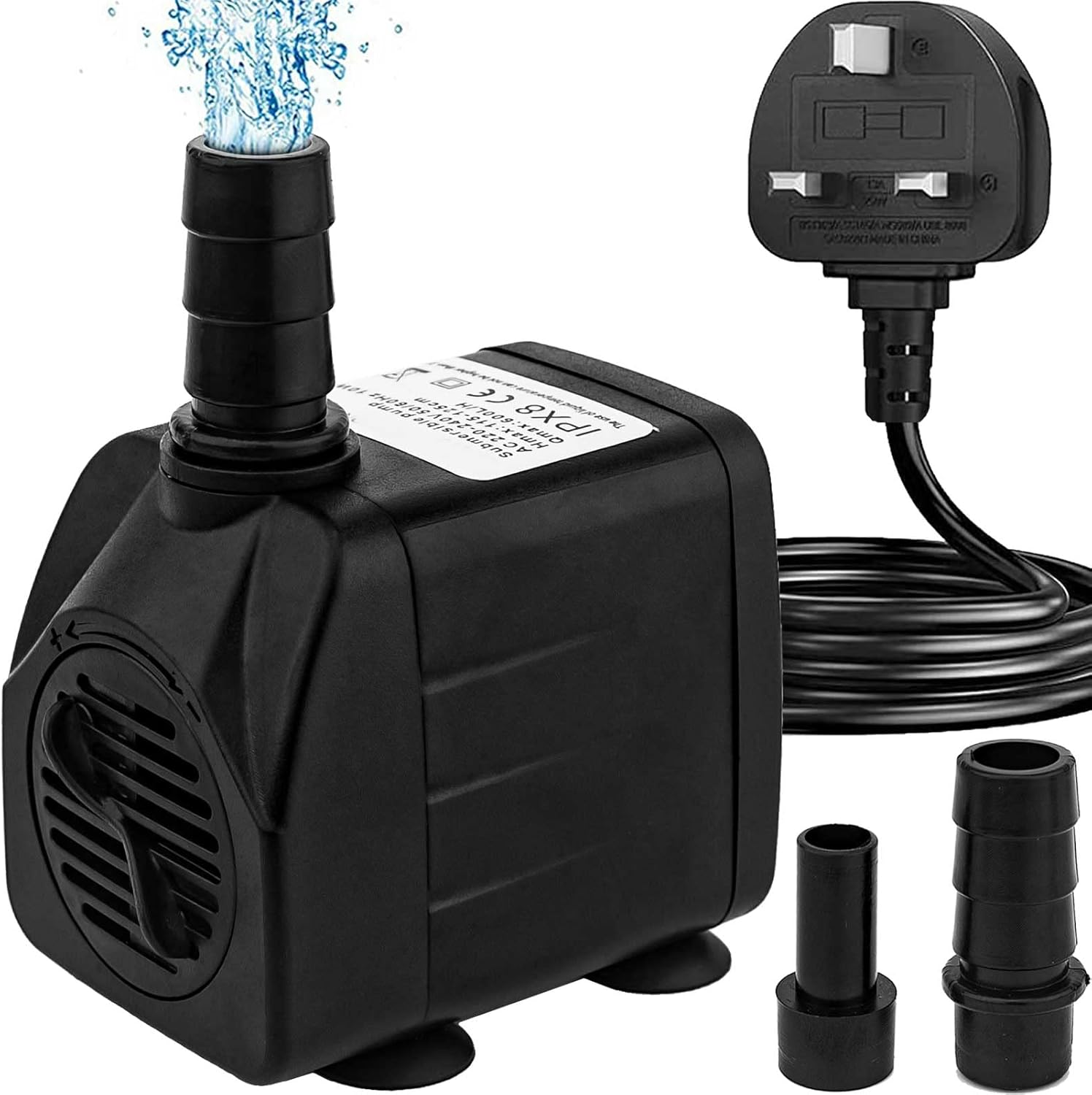 Mini Submersible Water Pump (600L/H, 10W) Adjustable Ultra Quiet Fountain Water