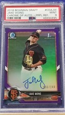 Jake Wong - 2018 Bowman Draft Chrome Purple Refractor Autograph  PSA 9 