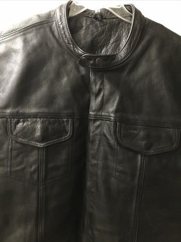 XELEMENT ADVANCED MOTORCYCLE GEAR MEN'S LEATHER BIKER VEST SIZE 5X - Picture 3 of 11