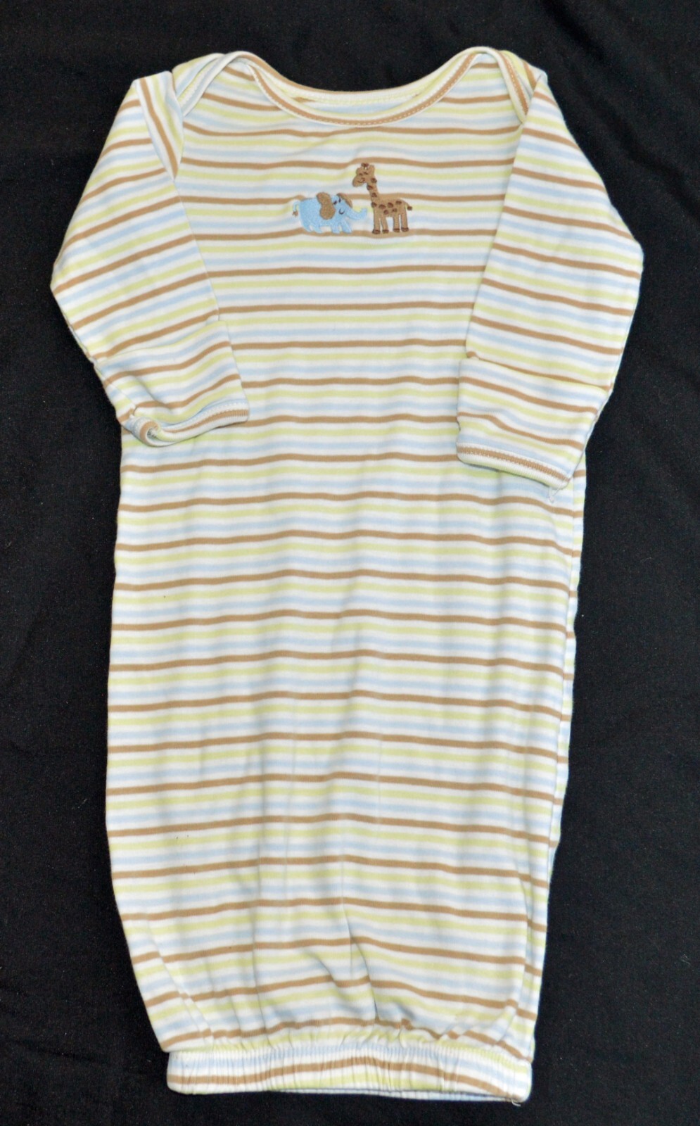 Carter's 03 Months Sleep Gown Striped Elephant Giraffe Striped Blue