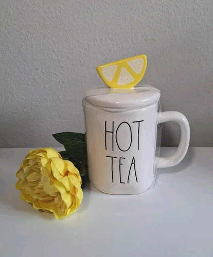 Rae Dunn Artisan Collection by Magenta HOT TEA Mug With Lemon Topper Lid NEW