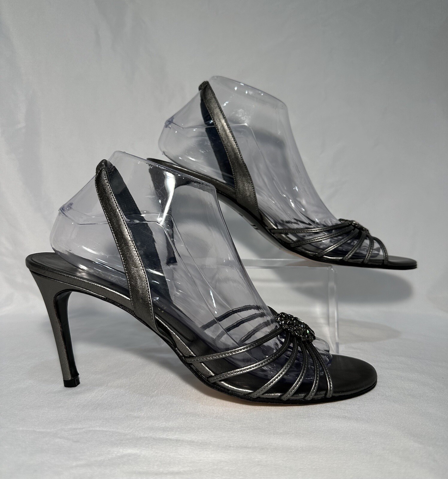 Sandali Slingback Yves Saint Laurent in pelle con cristalli taglia 9 5 M