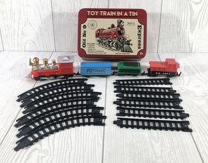 mini train set in a tin