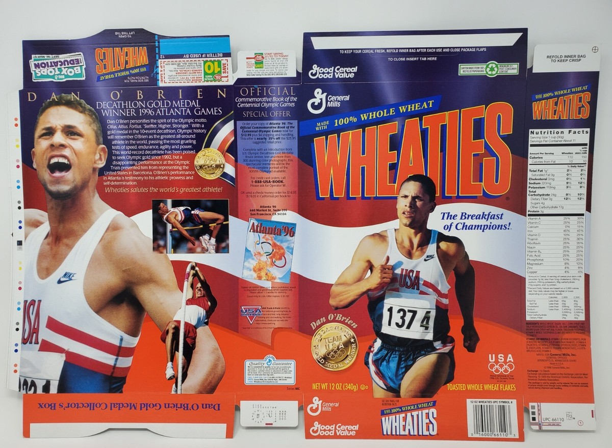 1996 Olympics - Dan O'Brien - Wheaties Cereal Box - BUF | eBay