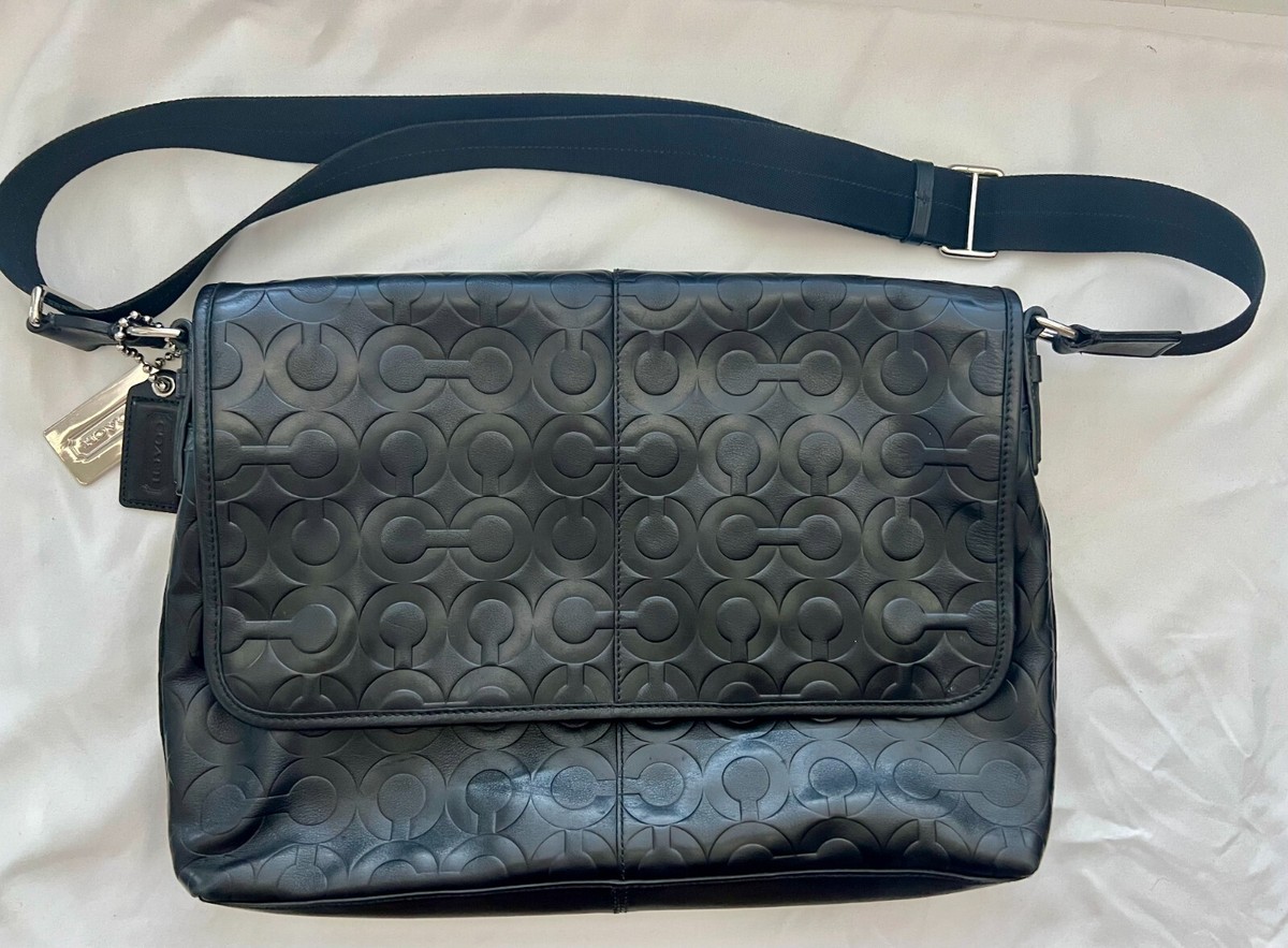 Coach 70250 Op Art Embossed Leather Slim Messenger | eBay Coach 70250 Op Art Embossed Leather Slim Messenger | eBay