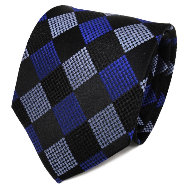 Tigertie Seidenkrawatte Blau Pastellblau Schwarz Gemustert - Krawatte Seide-image