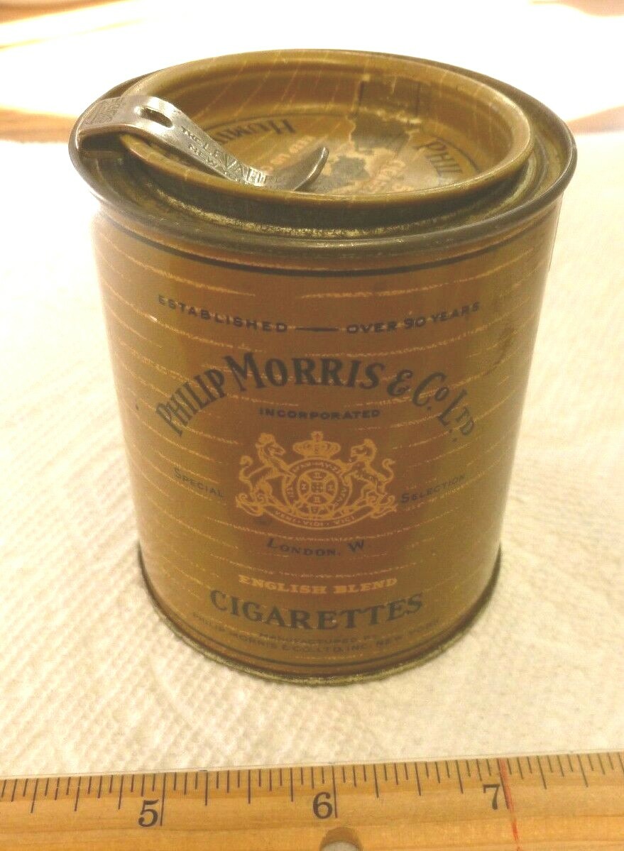 Vintage PHILLIP MORRIS & Co. 50 Cigarette Humidor Tobacciana Tin / Empty