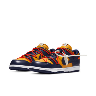 CT0856-700 Off-White × Nike Dunk Low LTHR University GoldMidnight Navy (Herren)