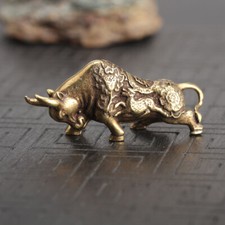Chinese Old Antique Collectible Brass cattle Pendant hand piece statue 