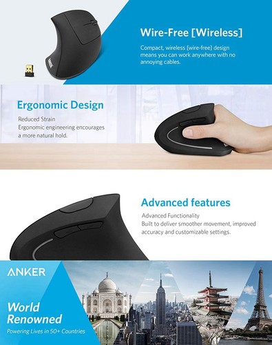 Anker Wireless 2.4G Ergonomic Vertical Optical Mouse - Black - Picture 4 of 4
