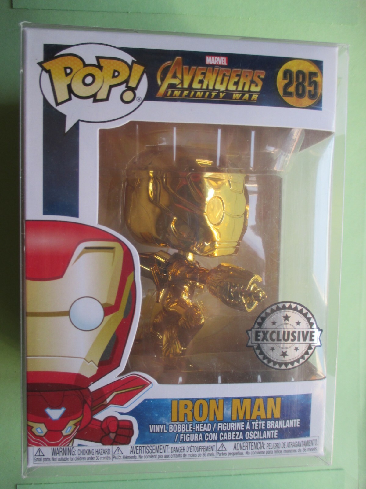 Pop Iron Man 285 Funko ,Marvel Avengers Figurine Version Chrome Jaune
