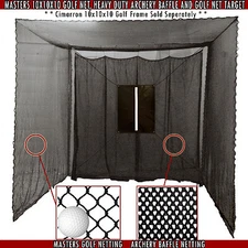Golf Cage Practice Net and Baffle 10' x 10' x 10' (#252Poly) Frame Not Included