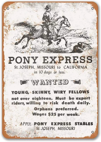 1861 Pony Express Vintage Look Reproduction Signs Metal Wall Poster Tin Sign Vin