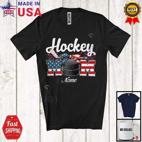 Custom Name Hockey Mom, Proud 4th Of July USA Flag Headband, Patriotic T-Shirt