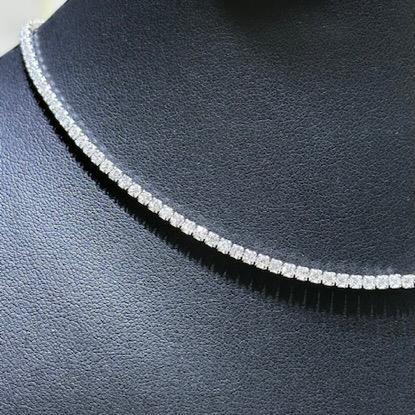 Platinum Sterling Silver White Sapphire Choker Design Thin Tennis Necklace Gift - Picture 9 of 10