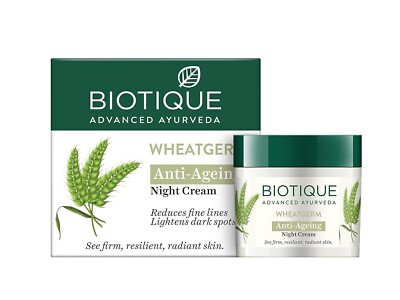Biotique Weizenkeime Anti Aging Nachtcreme reduziert feine Linien, dunkle Fle...