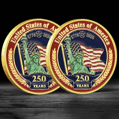 USA 250th Anniversary Statue of Liberty Challenge Coin 1776-2026 Golden Medal