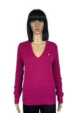 Ralph Lauren Sport Vintage 100 Cotton Jumper V-Neck size M