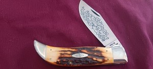 CASE XX 5172 SSP STAG 1977 CLASP KNIFE BLUE SCROLL - 3 DOT