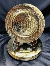 SET OF 11 VINTAGE DEEP HAMMERED HEAVY GAUGE LUXURY BRAS CHARGER PLATES 11 ⅜”