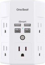 5 Outlet Extender Surge Protector Multi Plug Wall Adapter USB Charger Ports with