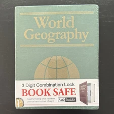 Combination Lock Book Safe 3-Digit World Geography 4090 Green NEW SEALED