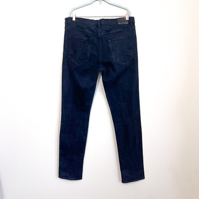 PURPLE BRAND ダークブルー スキニージーンズ Purple Brand Mens Jeans 38 (36X34) P001 Black Raw Denim Low Rise