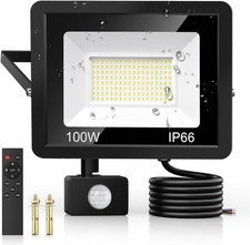 100W Security Lights Outdoor Motion Sensor, PIR Flood Light with Remote Contr...