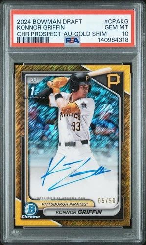 2024 Bowman Draft Konnor Griffin Chrome Auto Gold Shimmer Refractor #/50 PSA 10