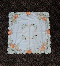 Embroidered Square Table Topper Pumkin  Vegetable Theme