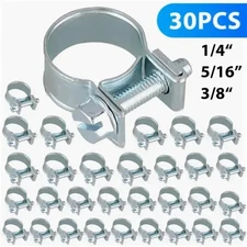 30PCS  1/4" 5/16" 3/8" Fuel Injection Gas Line Hose Clamps Clip Pipe Clamp