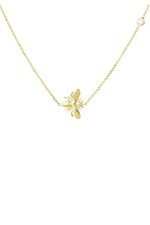 Image of Queen Bee Honey Bumblebee Pendant Necklace Yellow Gold Delicate CZ Simple
