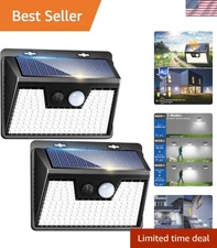 2 Pack Solar Motion Lights: 140 LED Waterproof Security Lighting for Outdoors